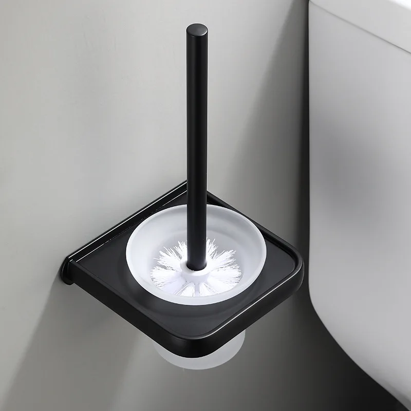 Black toilet brush set space aluminum rack hotel bathroom hardware pendant. | Обустройство дома