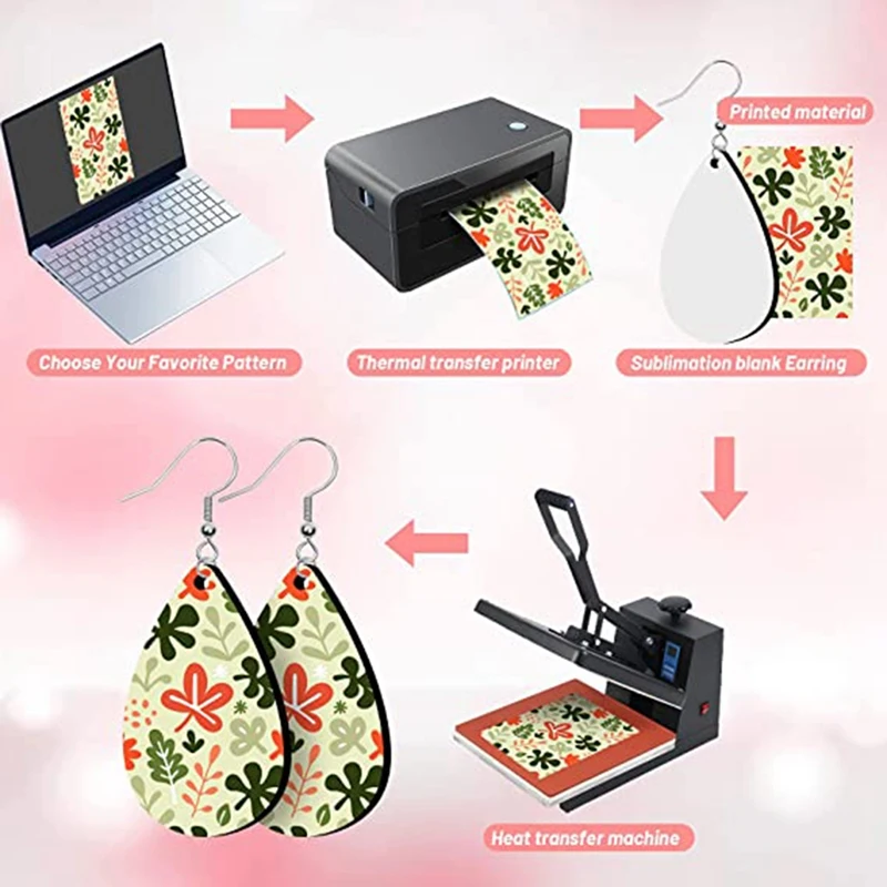 Круглые серьги с сублимационной печатью незавершенные в форме слезы Подвески