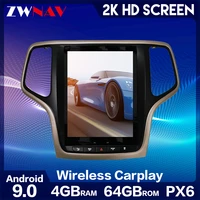 zwnav tesla style vertical screen android 9 car gps navigation for jeep grand cherokee 2014 2018 multimedia player stereo radio