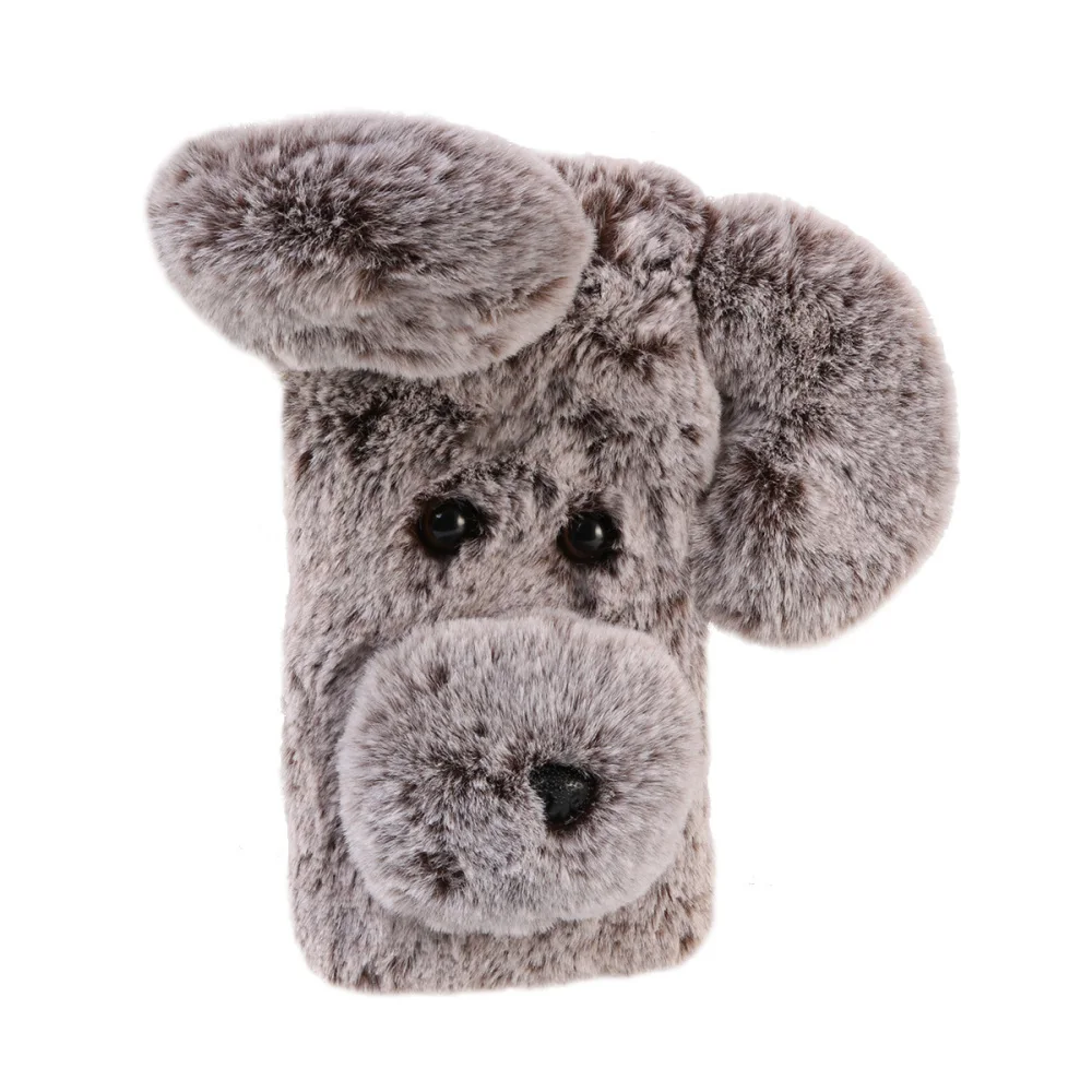 Мягкий плюшевый чехол для телефона с рисунком собаки милый Модный зимний