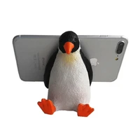 manufacturer custom creative cartoon computer seat resin crafts office decoration penguin mobile phone tablet stand