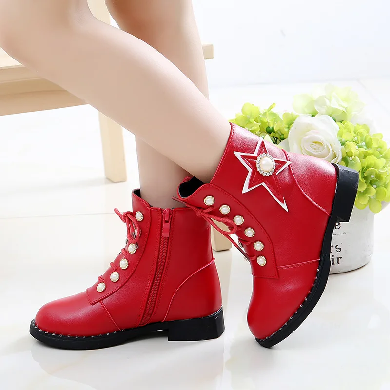 

Girls boots 2020 autumn and winter new fashion princess boots children Martin boots girls warm cotton boots wild casual boots