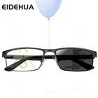 Фотохромные многофокальные очки для чтения с переходом, мужские очки для дальнозоркости с прогрессивными синими лучами и металлической оправой 1,0-4,0