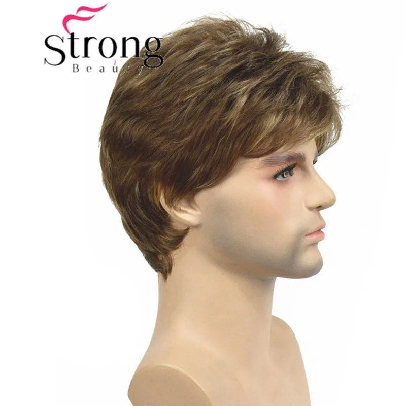 StrongBeauty темно-коричневый парик мужские короткие синтетические волосы парики выбор цвета - Цвет: 12H124
