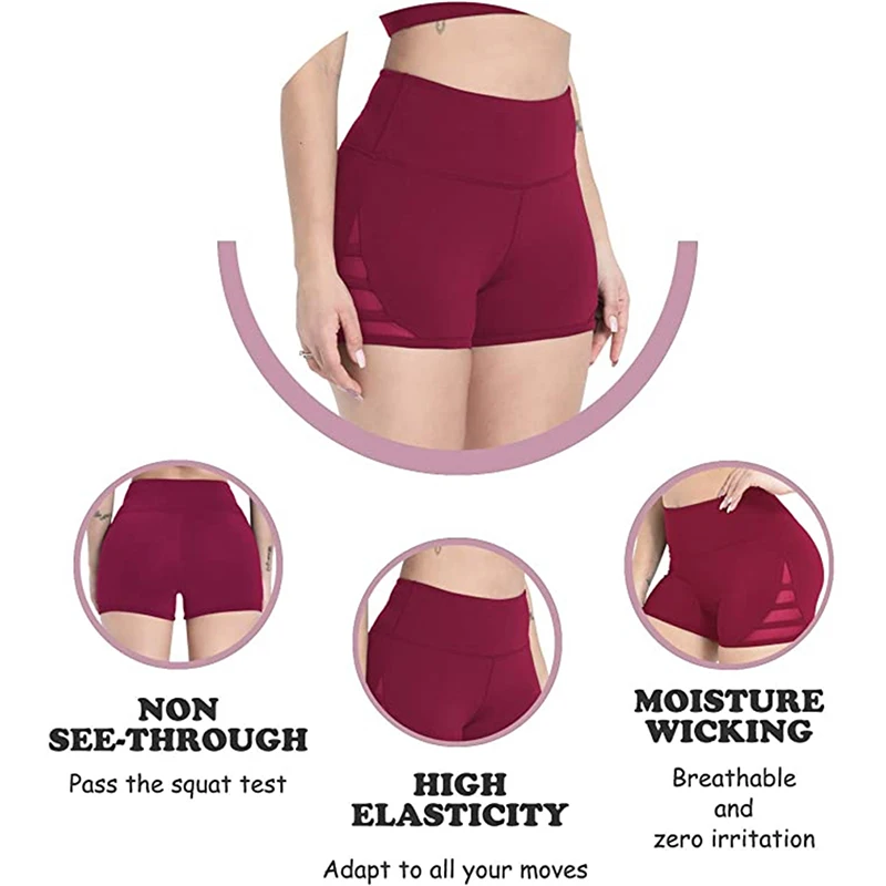 

Women Sports Shorts Polyester Skinny Elastic Waist Gym Workout Waistband Skinny Short Pants 2020 Summer Korean Drop Ship