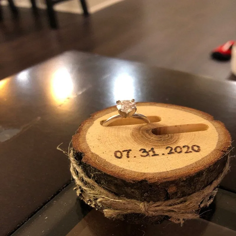 Индивидуальная деревенская Свадебная деревянная коробочка для колец коробка