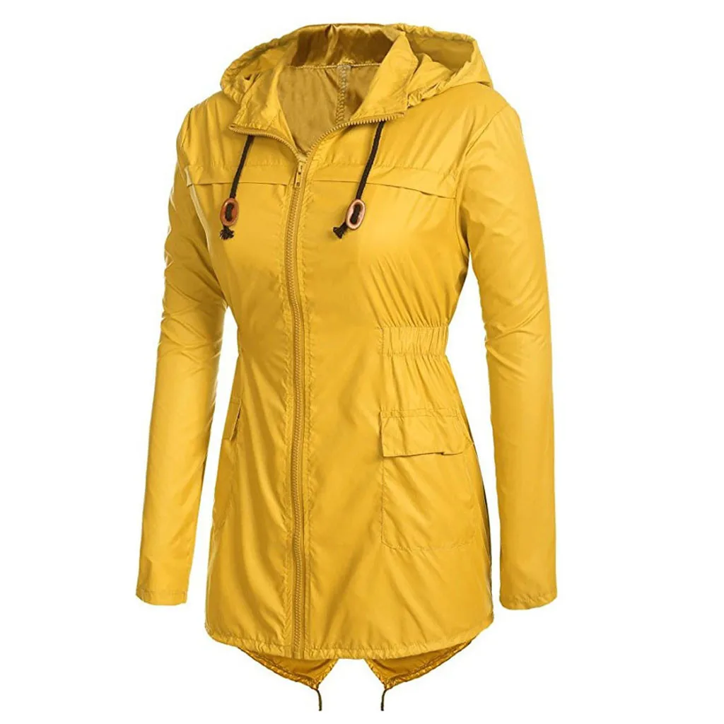 Plus Size Women's Lightweight Hooded Raincoat Waterproof Active Outdoor Rain Jackets Casual Solid Color Cycling Coat For