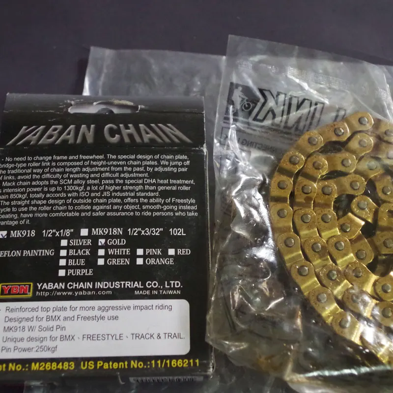 High strength single peed bike chain half cut for BMX street 102L 1/2&quot×1/8&quot gold silver | Спорт и развлечения