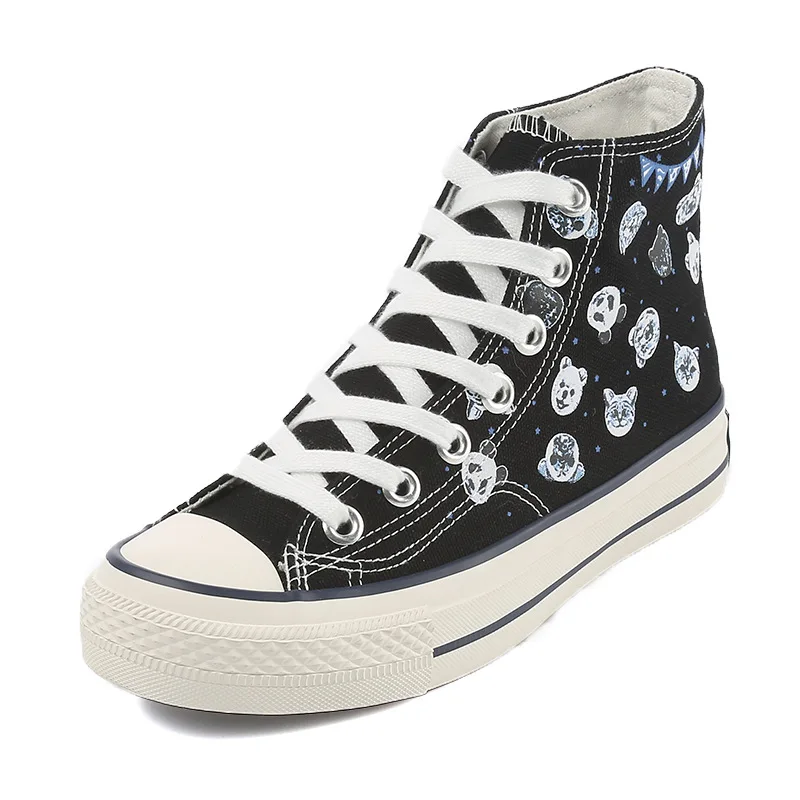 

New Spring Canvas Women Shoes Lovely Bear High-Top Casual Ladies Shoes Korean Cartoon Fashion Sneakers Student Chaussure Female