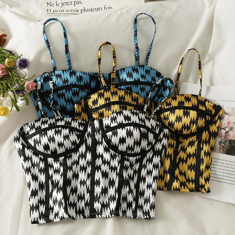 Майка женская во французском стиле укороченный корсет на бретелях-спагетти