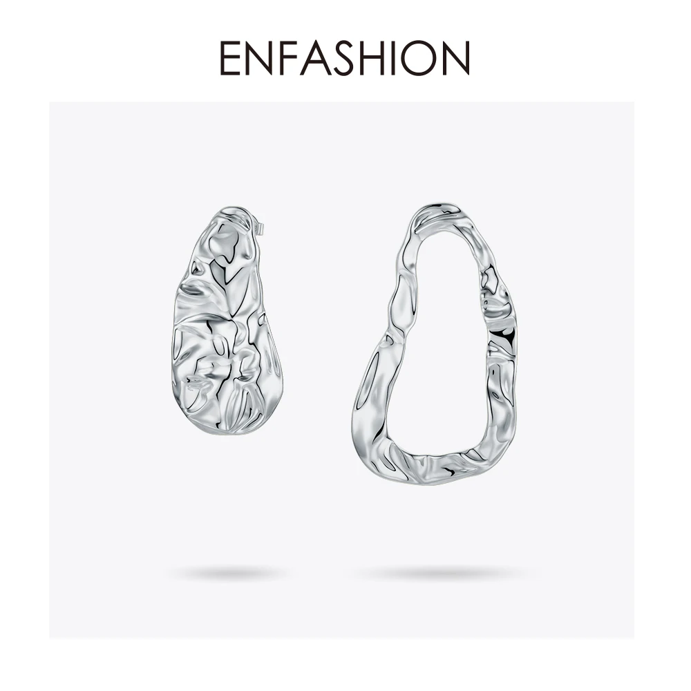 Enfashion, геометрические, большие, круглые, волнистые, висячие серьги для женщин, массивные серьги, модные ювелирные изделия, Букле д 'Орель,, EM191008 - Окраска металла: Silver color