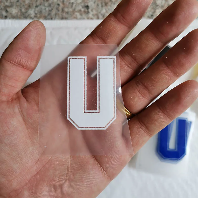 U 5 см белый цвет буквы A-Z термонаклейки название Спортивная тканевая наклейка Горячая теплопередача DIY термоклейкие для одежды сумка обувь - Цвет: U