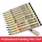 Сакура 11 шт. Pigma Микрон иглы водостойкие тонкие линии Черный скетч маркер ручка для дизайна кисть манга Рисование манга товары для рукоделия