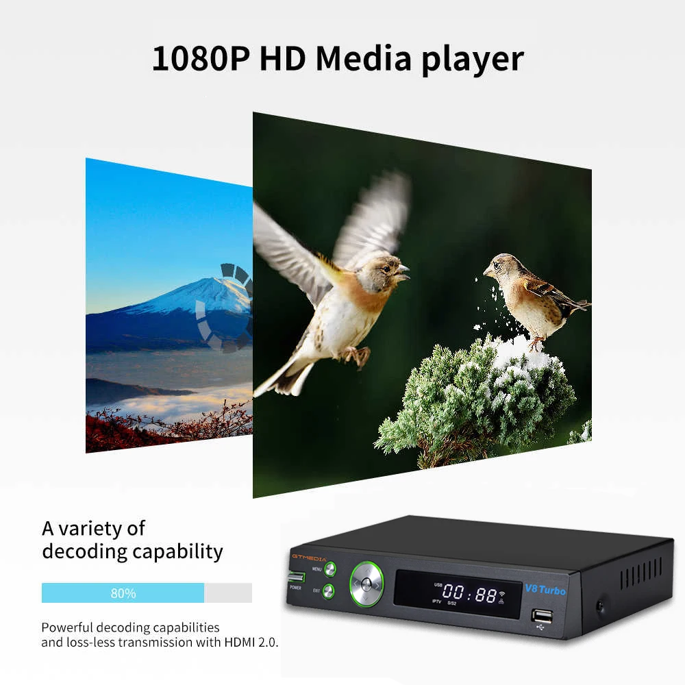 Новый GTMEDIA V8 Turbo DVB S2/T2/кабель/J.83B цифра спутниковый телевизионный ресивер WI FI H.265