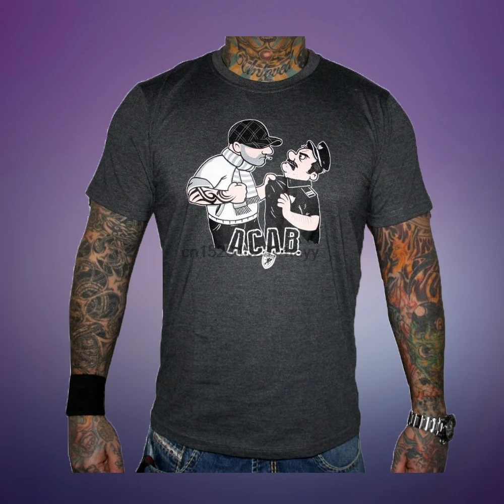 Мужская забавная футболка PG Wear ACAB dunkelсеро Meliert 1312 hoолиганы Ultras Hools рубашки|Мужские