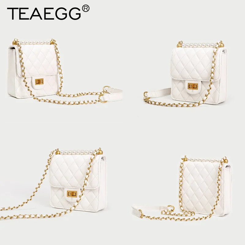 TEAEGG 2019 женская дизайнерская сумка на плечо с цепочками и ромбовидной решеткой