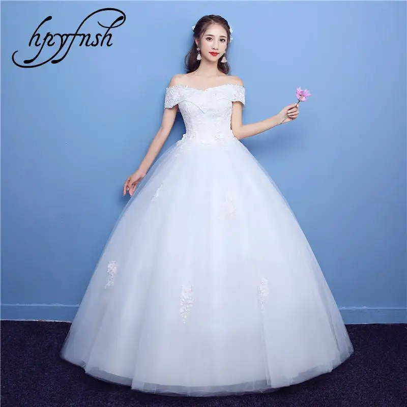 Новинка свадебное платье с вырезом лодочкой в Корейском стиле кружевное