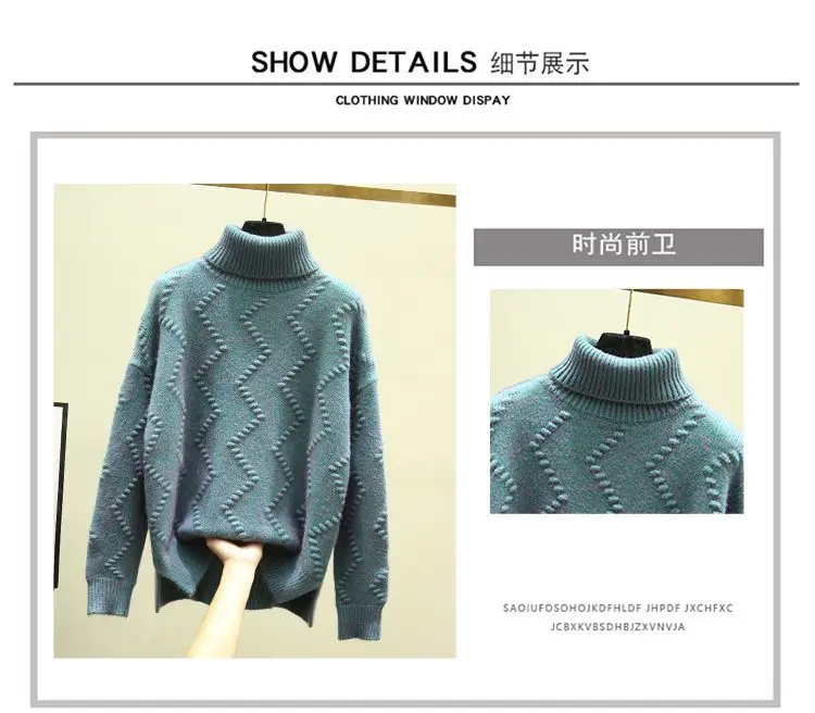 

Turtleneck sweater women's 2020 autumn and winter new short front and back long loose padded pullover pullover