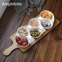 creative style separate ceramic fruit plate bamboo tea tray set afternoon dish snack food spice dish ceramica dinner plates