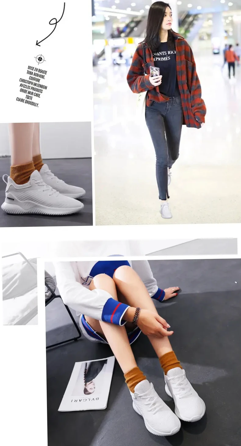 

Flying woven running shoes white sports shoes women's sports shoes