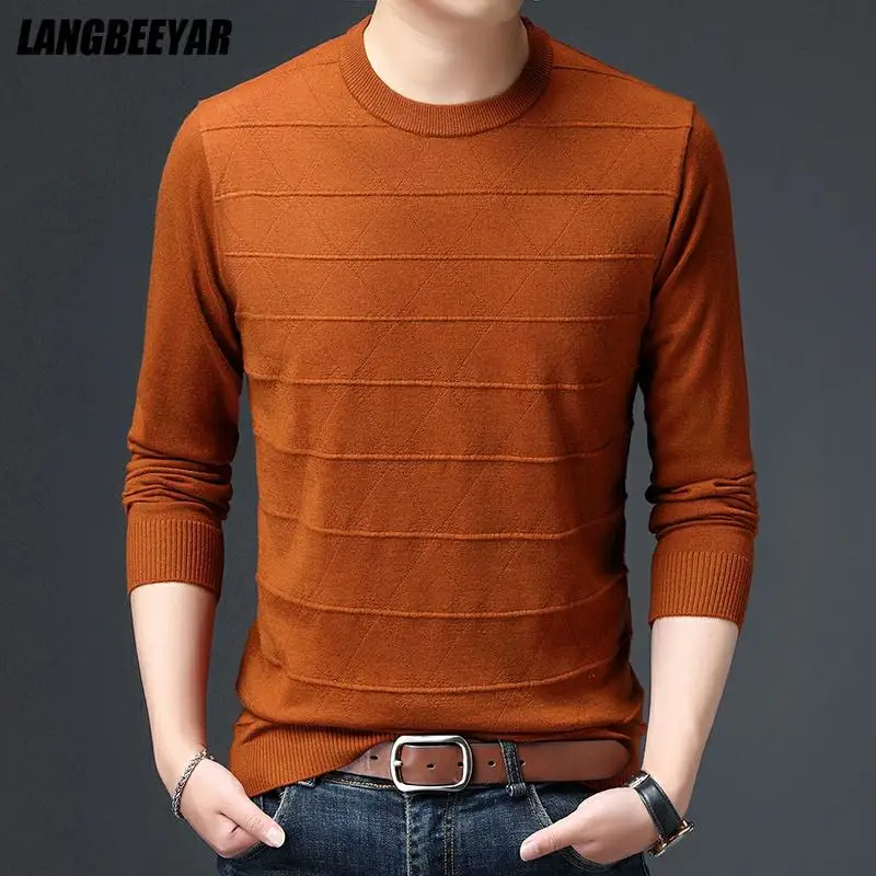 

Top Quality New Fashion Brand Crew Neck Pullover Mens Knitted Sweater Autum Slim Fit Argyle Casual Winter Jumper Mans Clothes