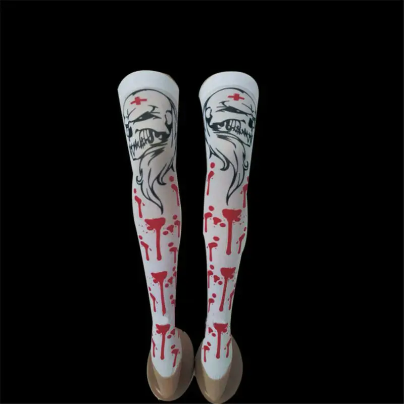 Вечерние длинные гольфы с рисунком скелета на Хэллоуин маскарадный костюм для