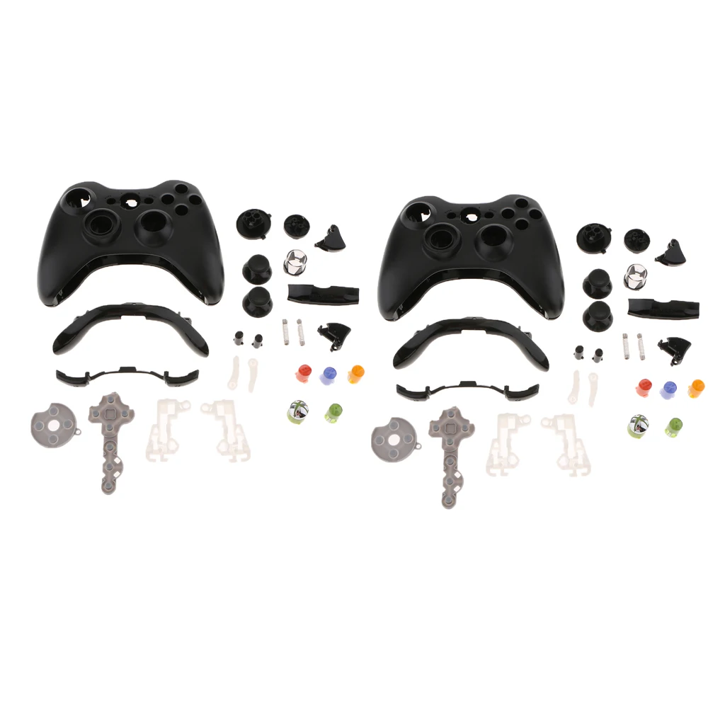 2 шт полный чехол в виде ракушки комплект для microsoft Xbox 360 контроллер Кнопка Набор Замена части черный