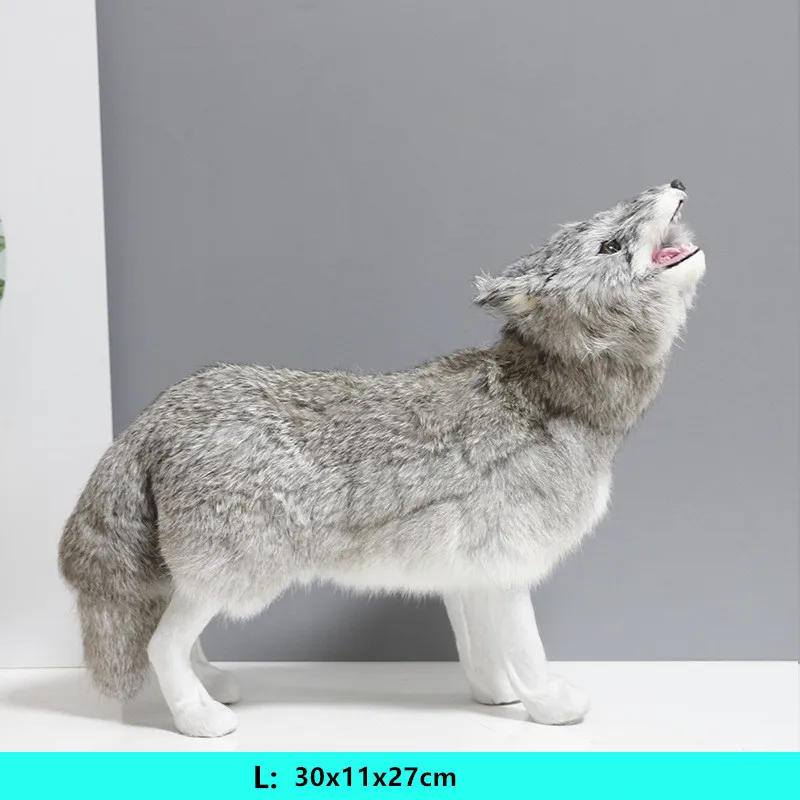30x11x27cm Grey Моделирование игрушки в виде животных Собака Мягкая овчарка волк модель животного выставочный зал украшение дома DY80059 - Color: 30x11x27cm Grey