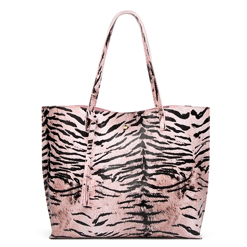 Осенняя леопардовая женская сумка тоут LISM из искусственной кожи вместительная