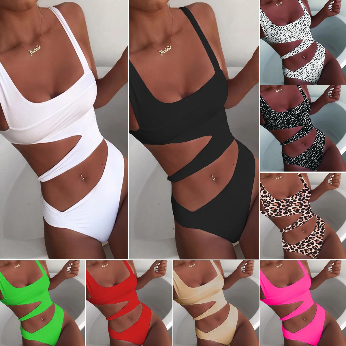 

Women Sexy Swimwear Bandage Swimsuit Woman Hollow Out Monokini Push Up Padded Bathing Suit Summer Beach Casual Beachwear