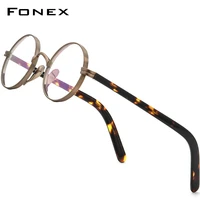 fonex pure titanium glasses frame men retro round prescription eyeglasses women 2021 new vintage myopia optical eyewear f85650