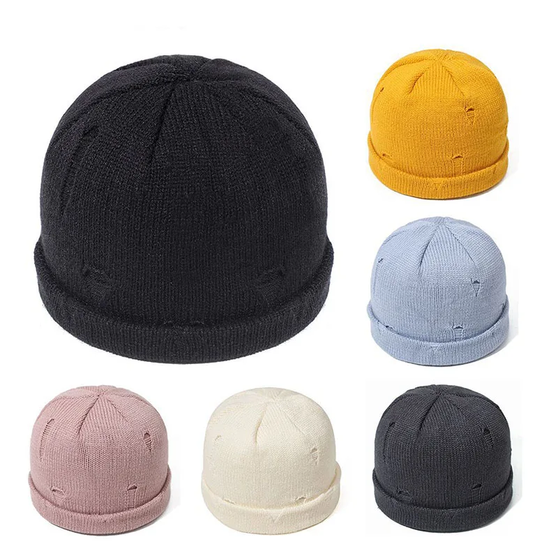 

Male Female New Autumn Winter Hole Knit Hat Beanie For Men's Women's Thickened Warm Outdoor Leisure Ski Cold Cap Skullcap C1