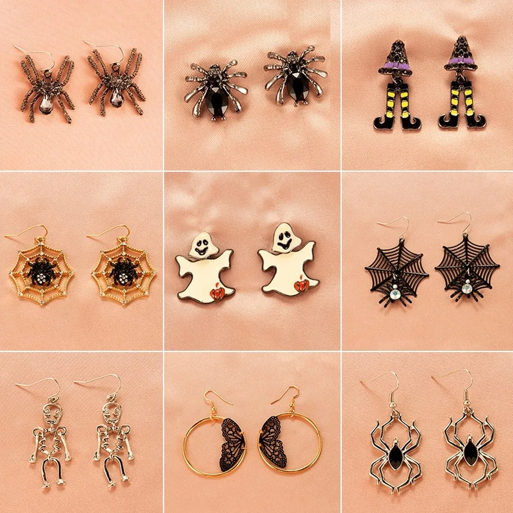 Готические серьги на Хэллоуин женские в стиле панк летучая мышь паук крутые
