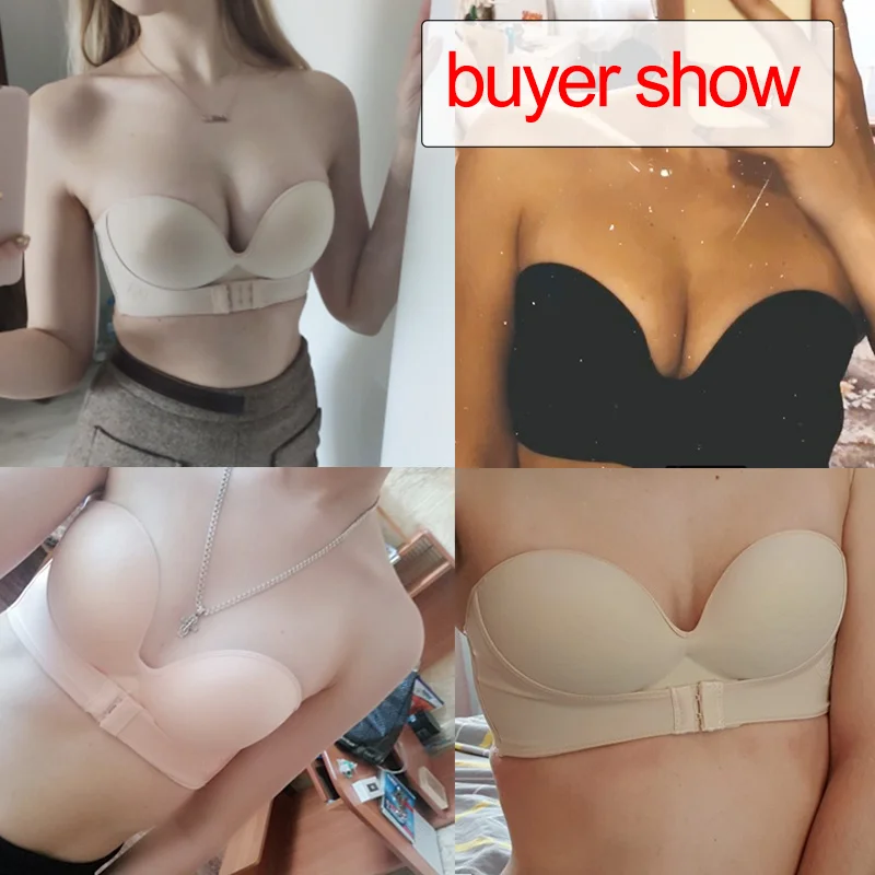 

Sexy Invisible Bras Women Push Up Strapless Bra Lingerie Backless Brassiere Seamless Bralette Underwear for Wedding Dress #F