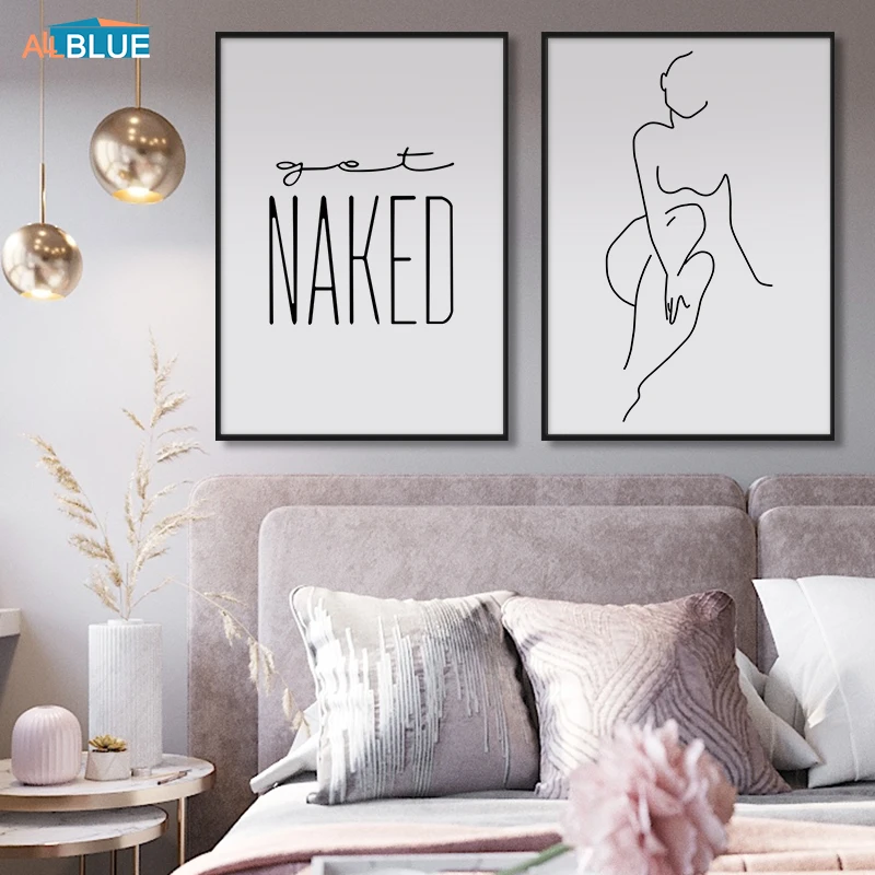 Скандинавские холщовые плакаты с надписью Get Naked настенные художественные