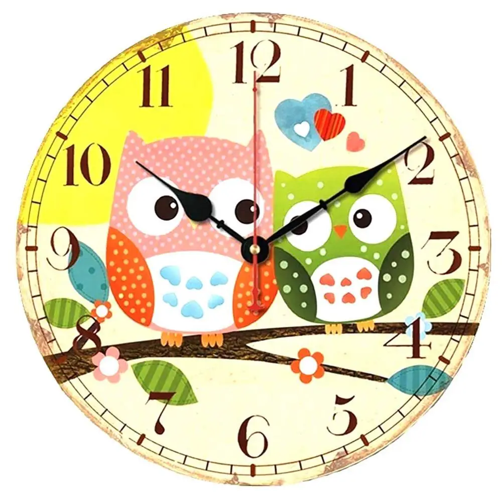 Ретро деревянный настенный Clock 12inch кварцевый тихий большой винтажный