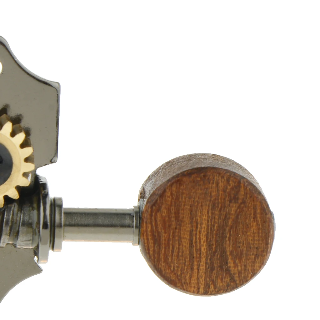 

1 Set Alloy Open Ukulele Machine Head String Tuning Pegs Mahogany Knobs 2R2L