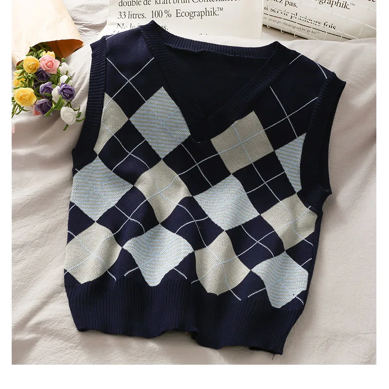 Красный винтажный свитер с треугольным вырезом жилет Женская майка без рукавов