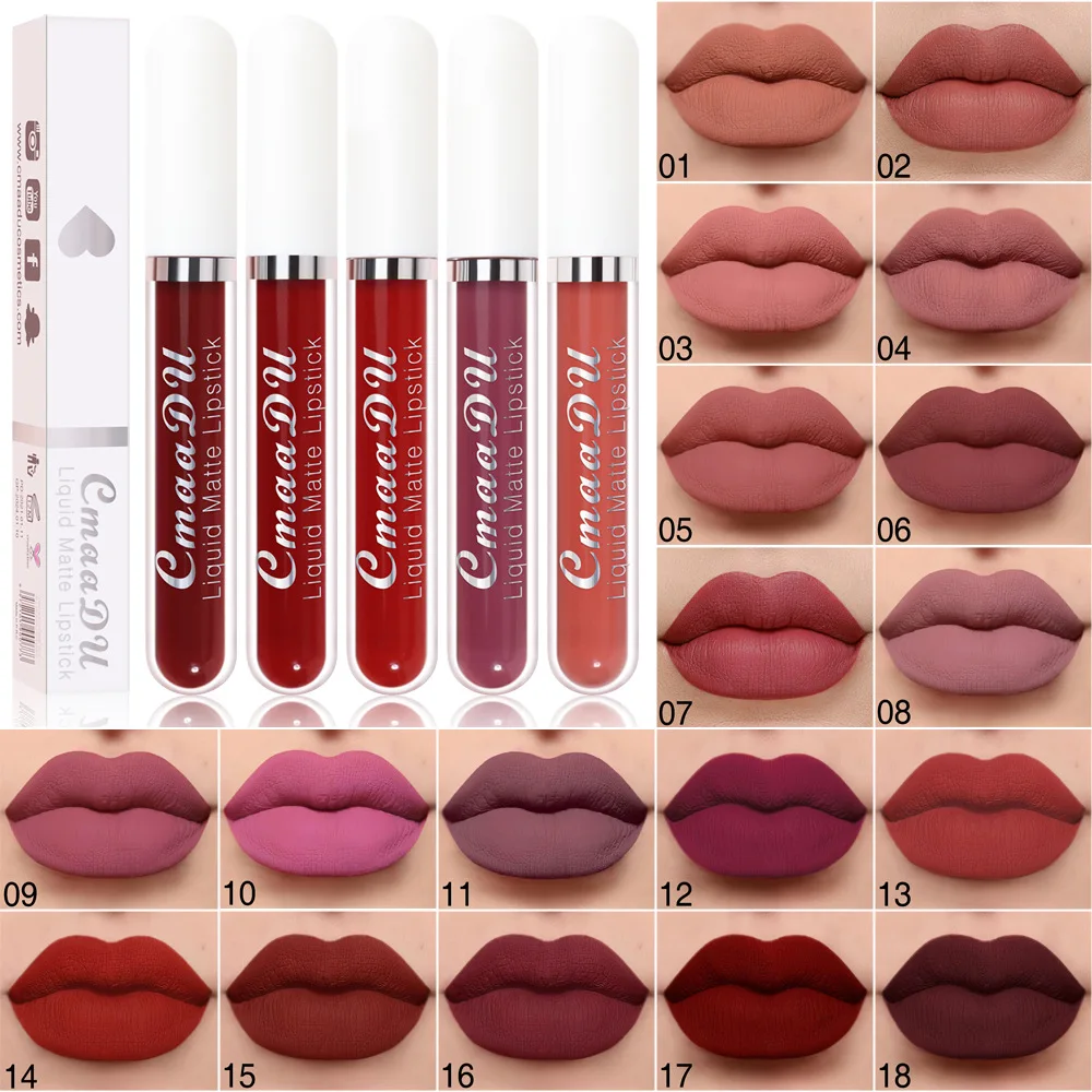 

18 Colors Lip Gloss Waterproof Lasting Lipstick Matte Lipstick Moisturizer Lip Set Tint Women Makeup Cosmeti