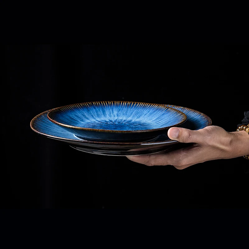 Спагетти Еда стейк ужинная тарелка Керамика пигментированные Grand круглые бусины