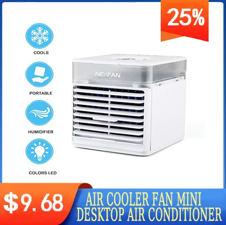 

2021 Air Cooler Fan Mini Desktop Air Conditioner with Night portable Light USB Water Cooling Fan Humidifier Multifunction Summer