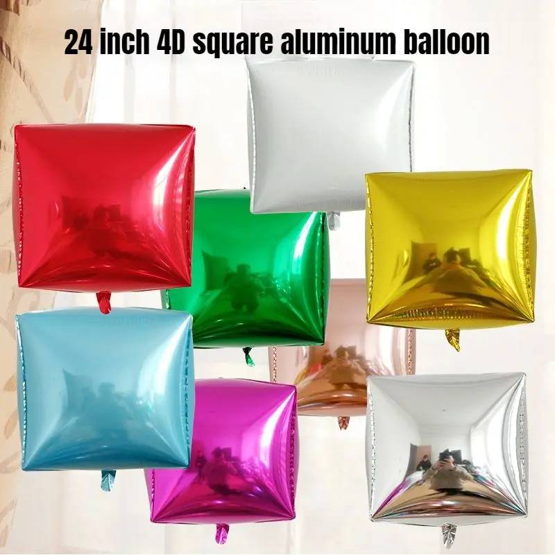 

24 Inch 4D Square Aluminum Film Balloon Birthday Festival Rainbow Color Aluminum Foil Balloon