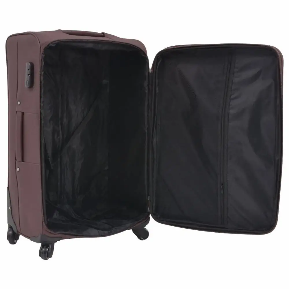 【USA Warehouse】3 Piece Soft Case Trolley Set Coffee