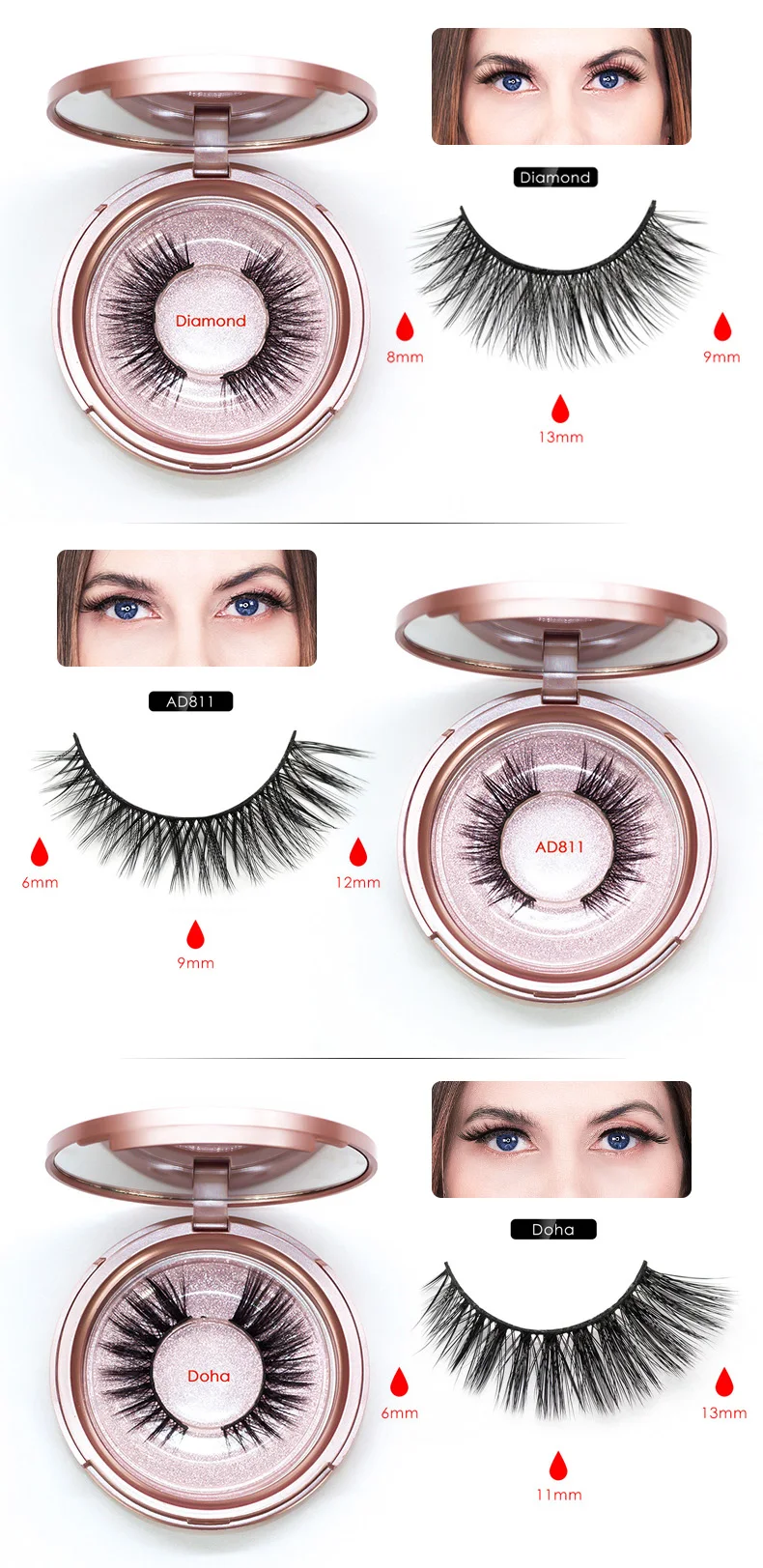 genailish magnetic eyelashes& magnetic eyeliner kit 5 magnets false eyelashes handmade natural 2 pairs lashes makeup tools set