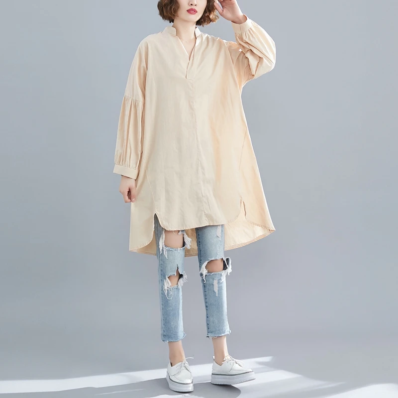 

COIGARSAM Loose Women Long dress Dresses White Army Green Black Apricot 9410