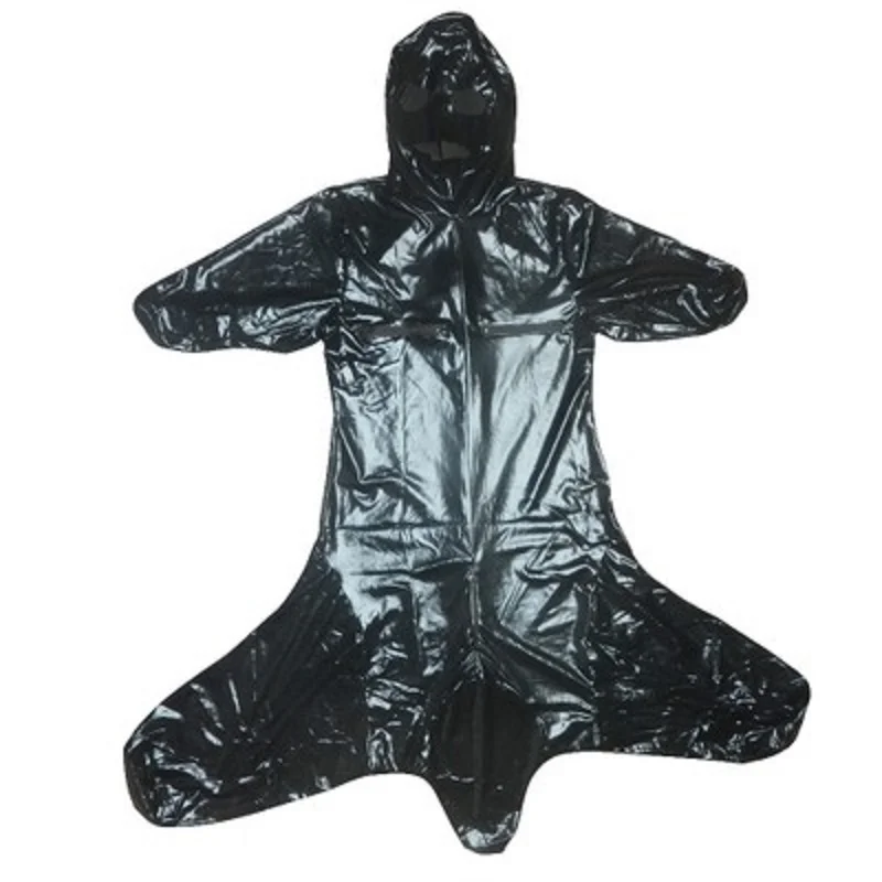 Черный удобный комбинезон из лакированной кожи боди с полным покрытием