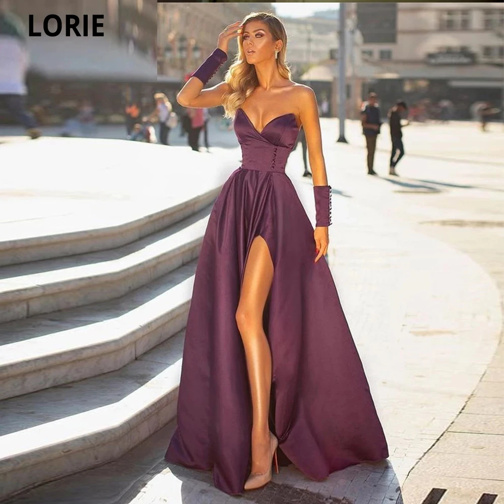 

Lorie Sexy Sweetheart Prom Dresses Vintage High Side Split Evening Gown Simple Formal Party Women Vestidos De Noche