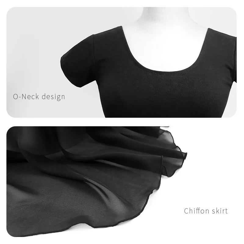 

Ballet Leotards For Women Professional Ballet Costumes Adult Dance Dress Black Cotton Leotard With Chiffon Skirt