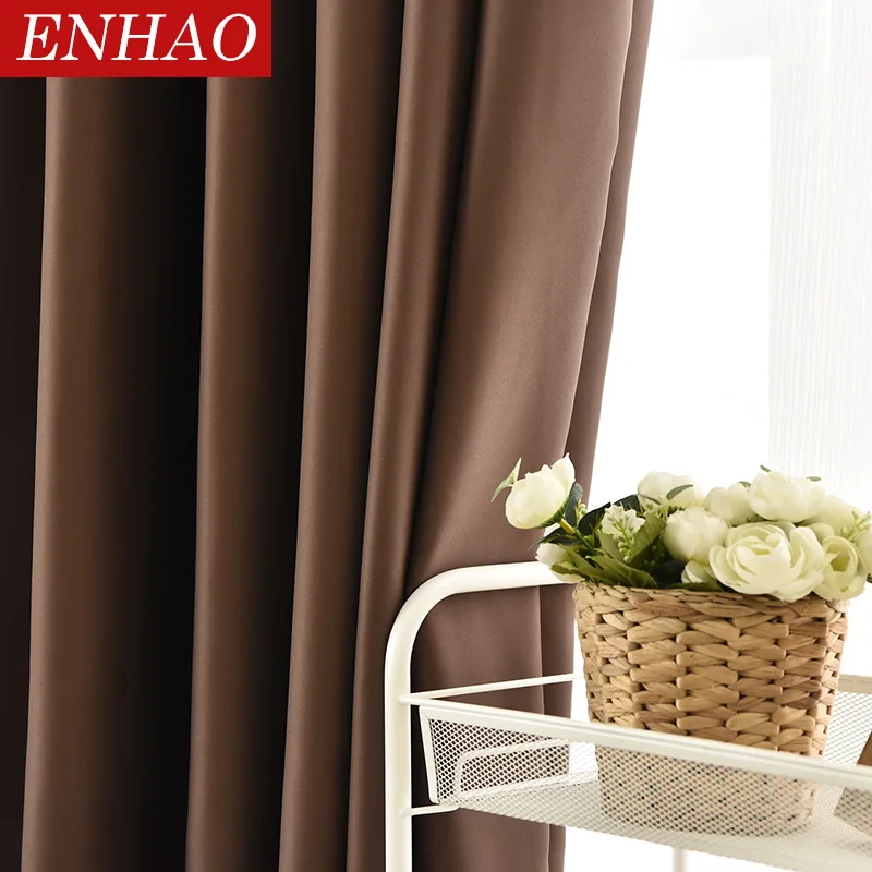 Современные однотонные светонепроницаемые шторы ENHAO для гостиной зеркальные