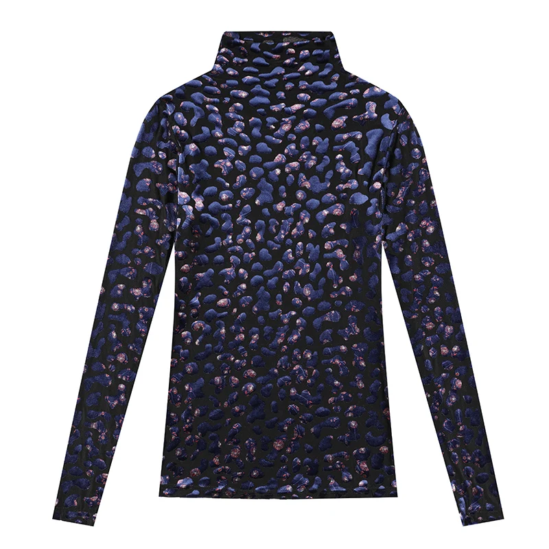 

Fashion Leopard Print Women Blouses Long Sleeve Turtleneck Lace Blouse Women Shirts OL Office Plus Size Women Tops Blusas Mujer